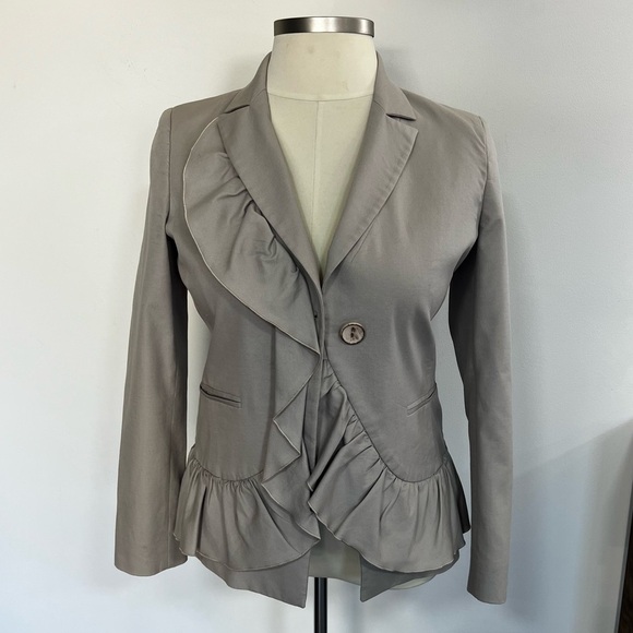 Red Valentino Ruffle Cotton Stretch Blazer Jacket - Picture 1 of 14